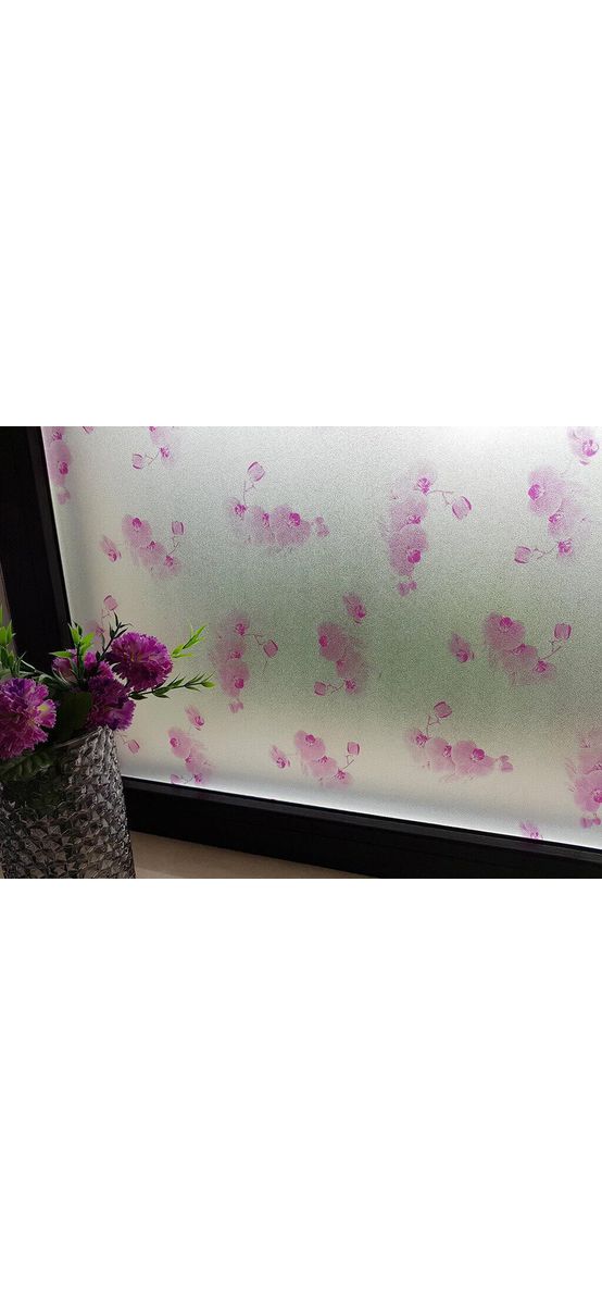 Folie electrostatică orhidee, Folina, imprimeu floral, mov, lățime 90 cm