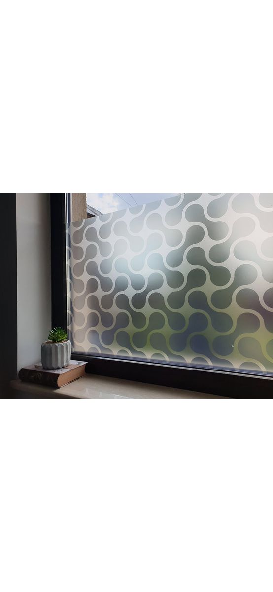 Folie geam autoadezivă Retro, Folina, imprimeu geometric, gri, lățime 100 cm