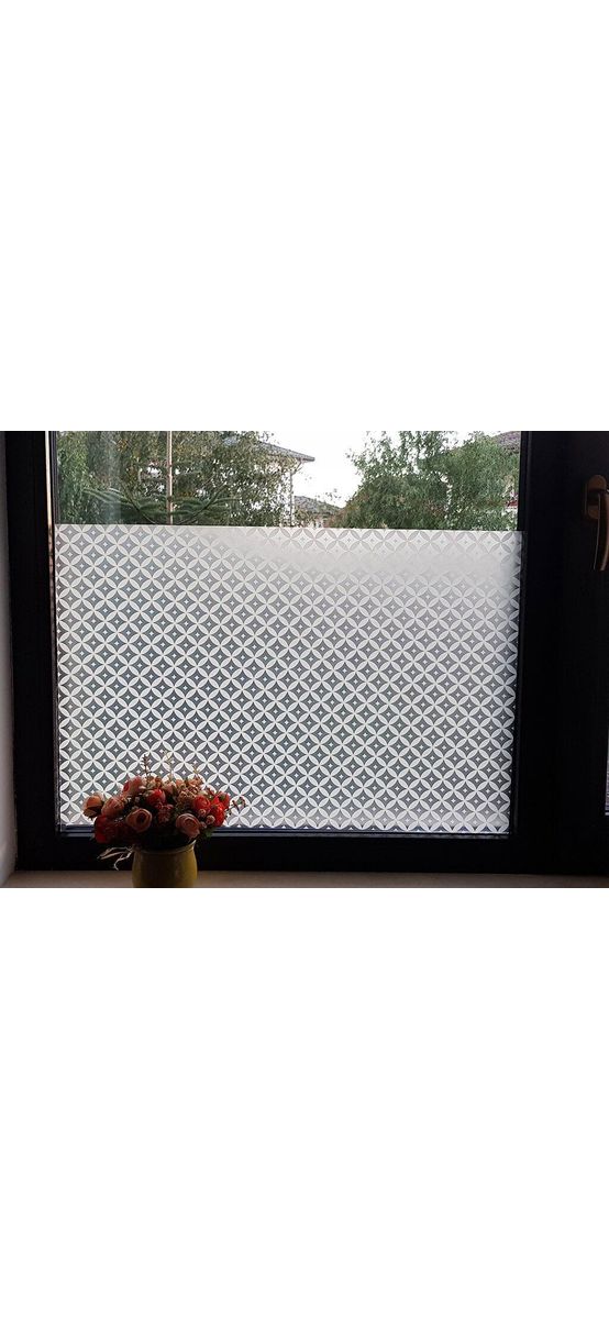 Folie geam autoadezivă Moroccan, MagicFix, model geometric alb, 100 cm lăţime