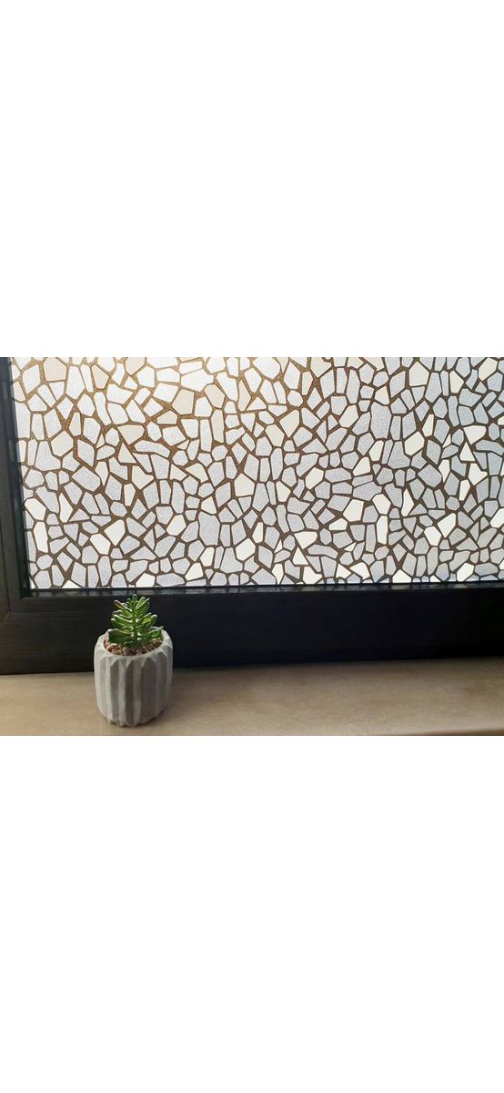 Folie geam autoadezivă, Folina Terra, sablare tip mozaic alb-negru, 90 cm lăţime