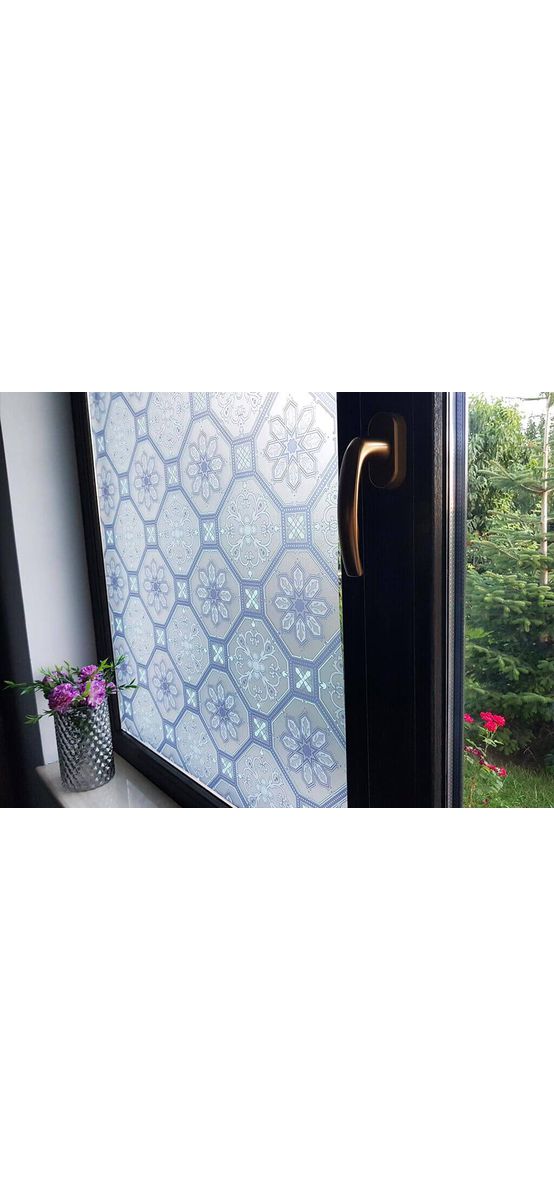Folie geam autoadezivă Chantal, Folina, vitraliu albastru, 90 cm lăţime