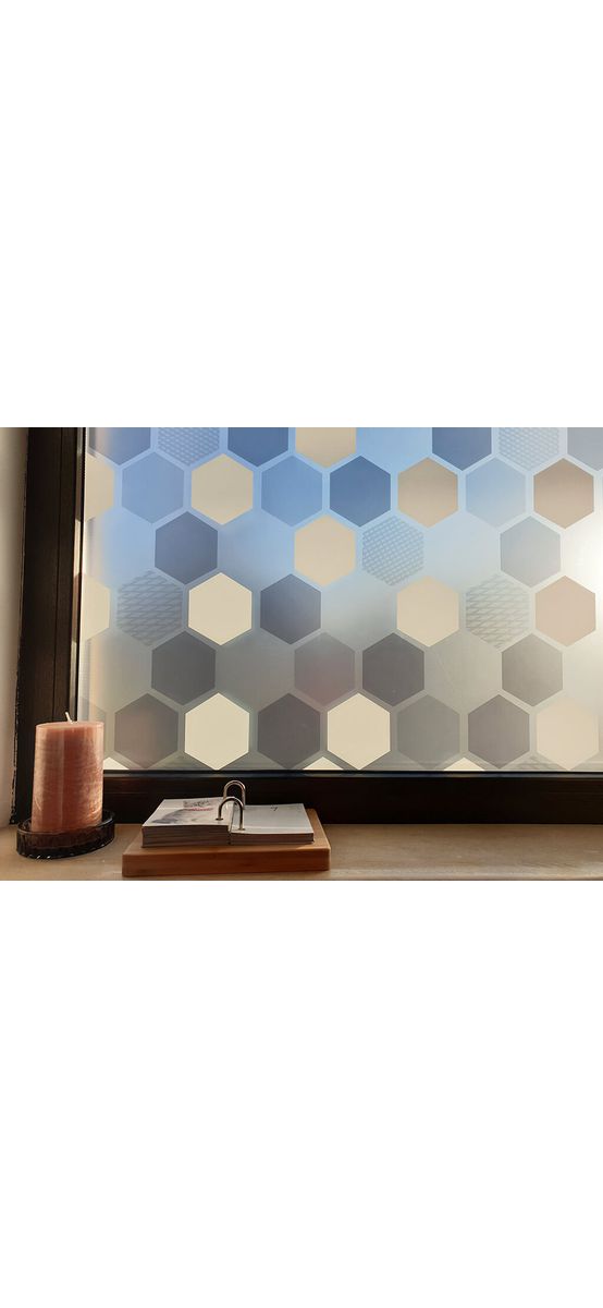 Folie geam electrostatică Wido, d-c-fix, sablare cu model hexagoane gri, 67x150 cm