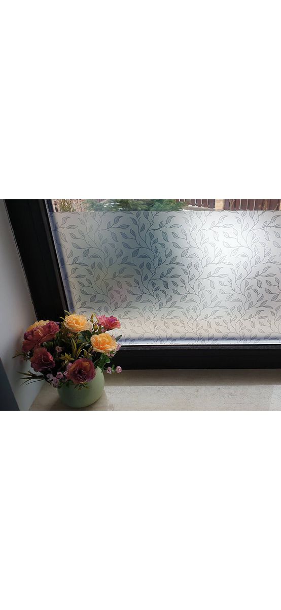 Folie geam autoadezivă Irene, Folina, model elegant, gri, 100 cm lăţime