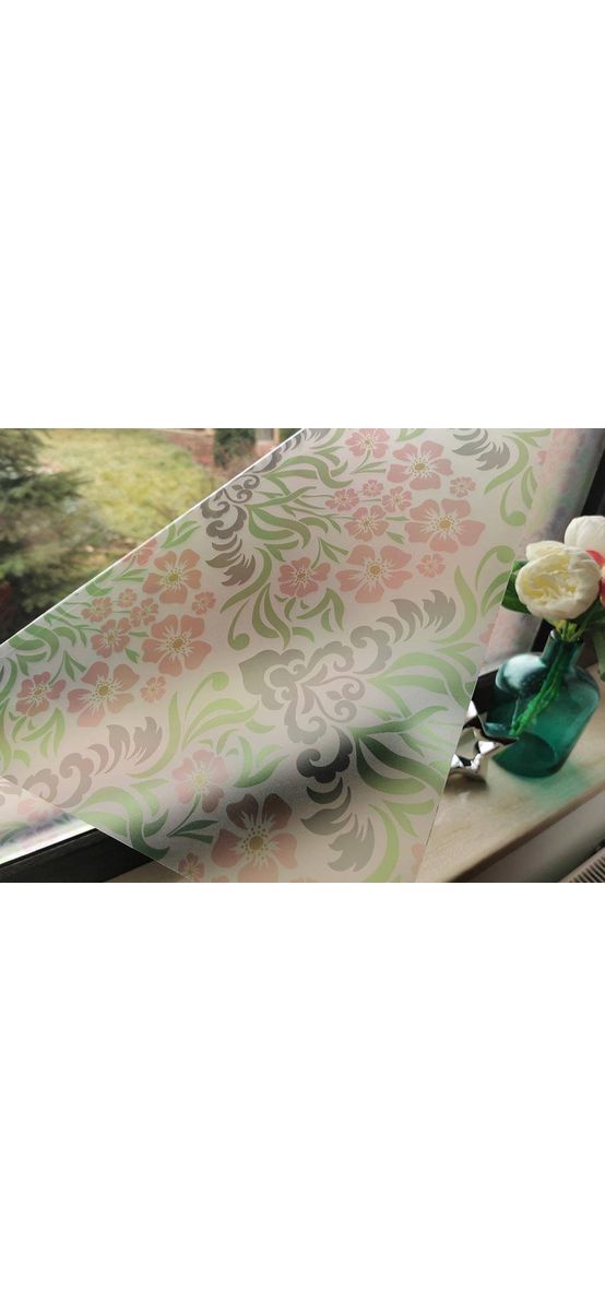 Folie geam autoadezivă Aurora, Folina, sablare cu model clasic colorat, 100 cm lăţime