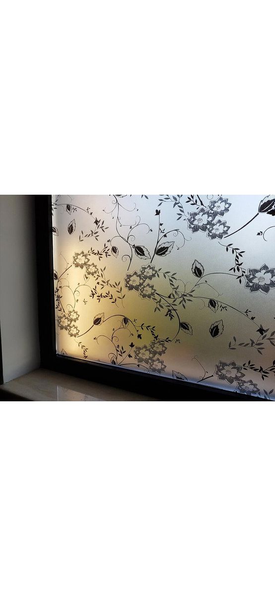 Folie geam autoadezivă Maris, Folina, imprimeu floral, alb-negru, 90x190 cm