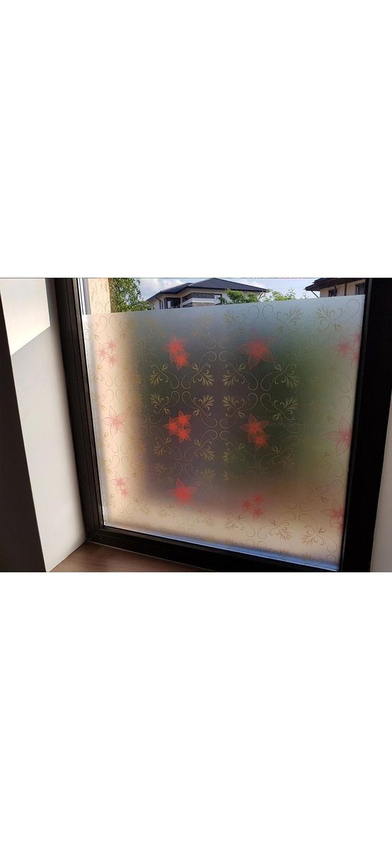 Folie geam autoadezivă Veti, Folina, model floral roşu, rola 90x200 cm 