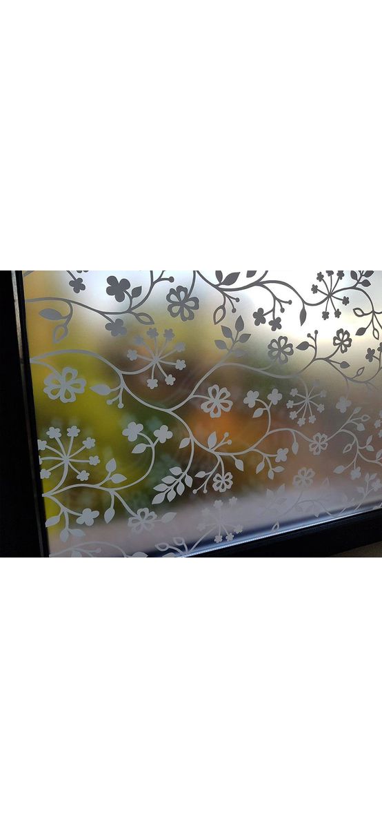 Folie geam electrostatică Tord, d-c-fix, sablare cu imprimeu floral alb, rolă de 45 x 150 cm