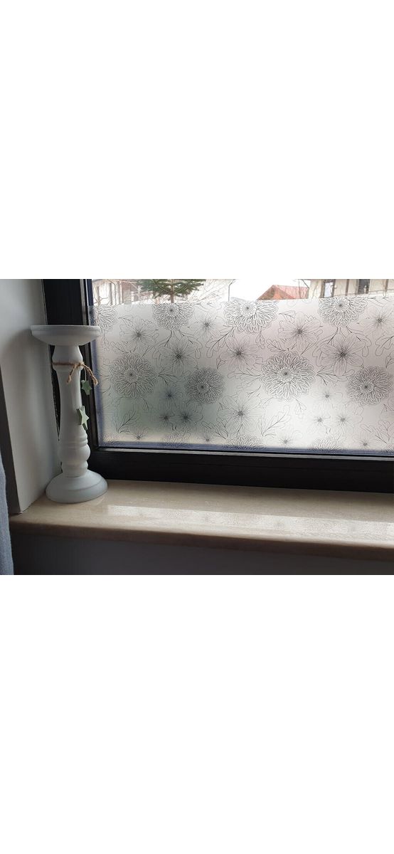 Folie geam autoadezivă Demetra, Folina, sablare cu model floral, 100 cm lăţime