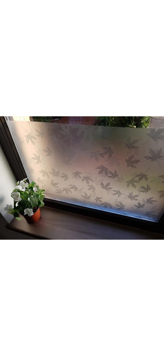 Folie geam autoadezivă Ava, Folina, imprimeu frunze gri, lăţime de 90 cm lăţime