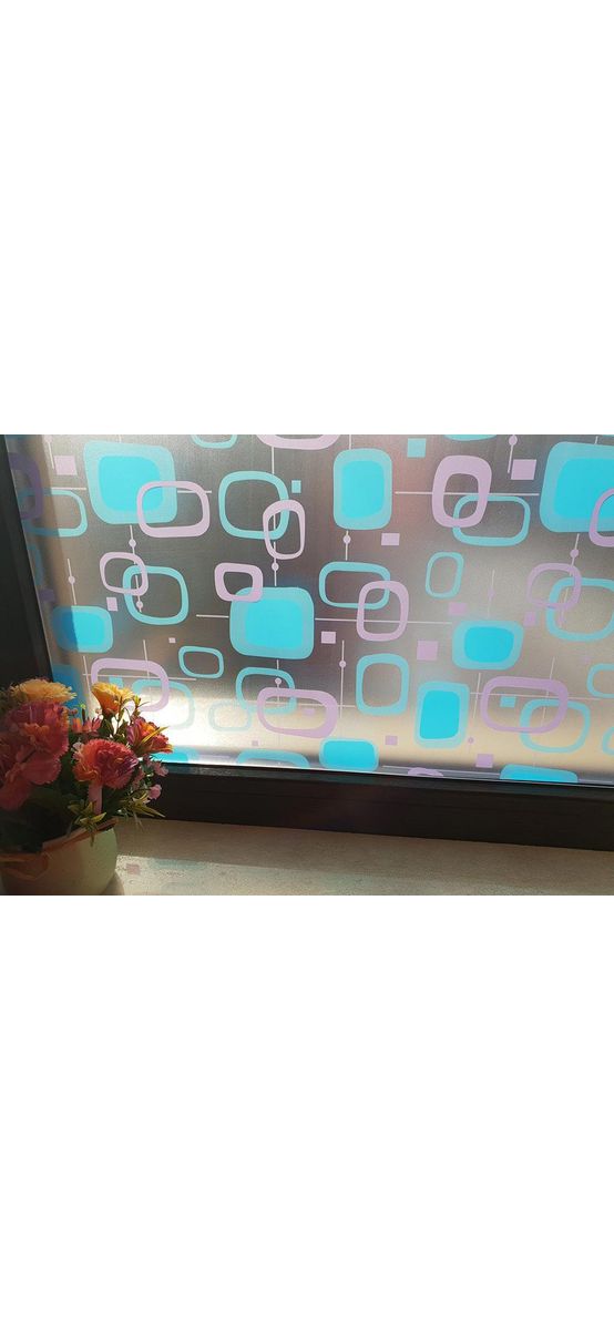 Folie geam autoadezivă Marco, Folina, imprimeu geometric, multicolor, lățime 90 cm