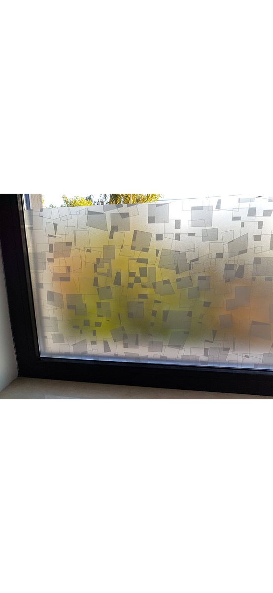 Folie geam autoadezivă pătrate, Folina, sablare cu model geometric, gri, 90x100 cm