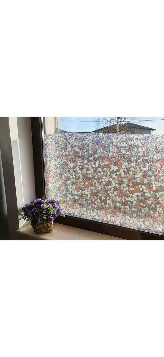 Folie geam autoadezivă Florida, Folina, sablare cu model mozaic mov, rola de 90x250 cm 