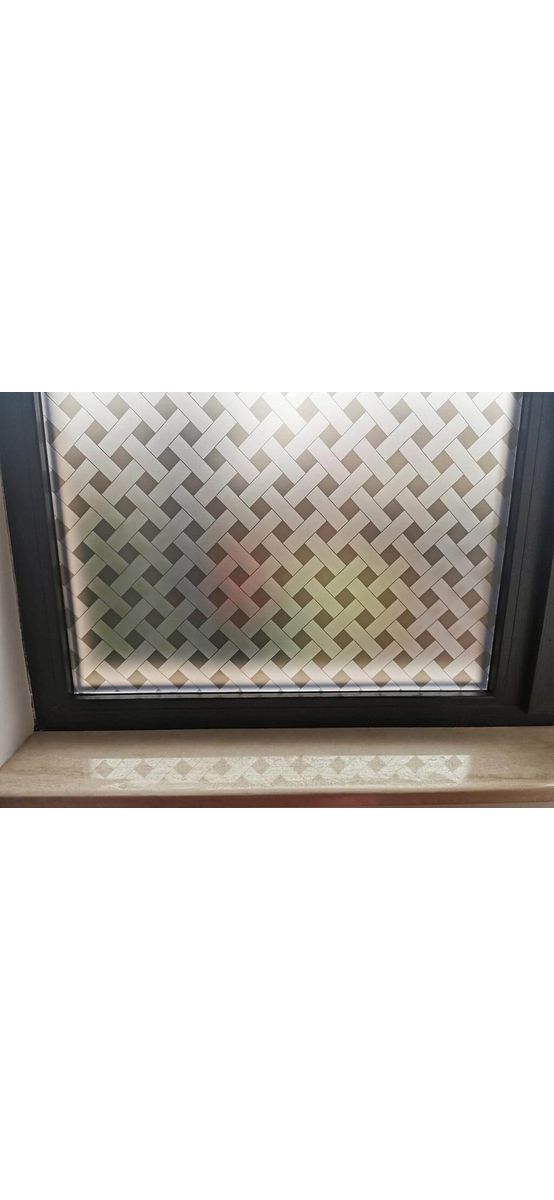 Folie geam autoadezivă Abela, Folina, sablare cu model geometric gri, 100 cm lăţime