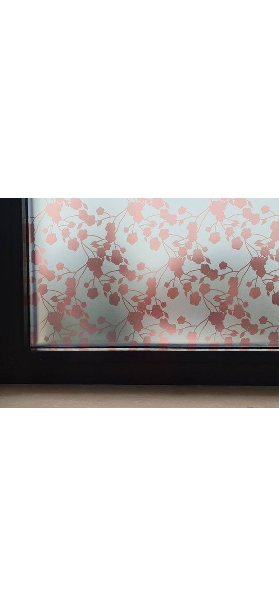 Folie geam autoadezivă Elma, Folina, sablare cu model floral roşu, 100 cm lăţime