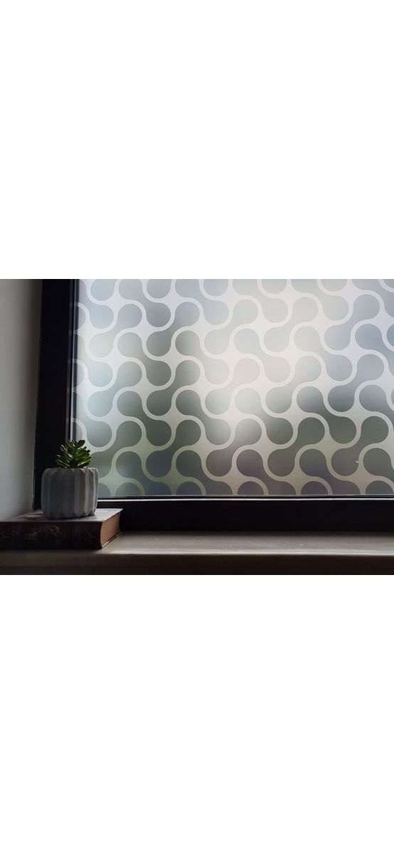 Folie geam autoadezivă Retro, Folina, imprimeu geometric, gri, lățime 100 cm
