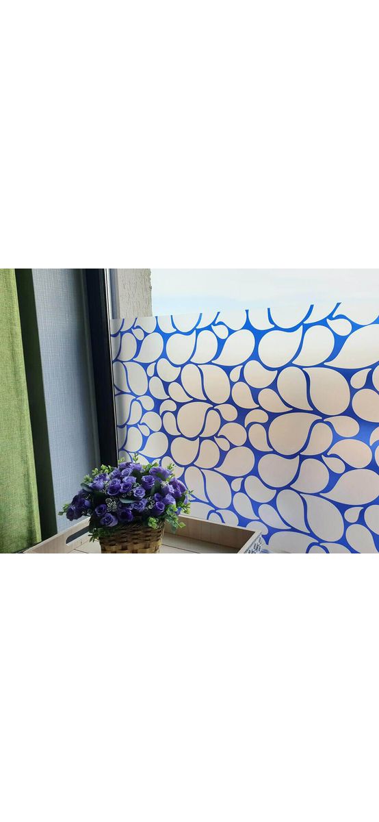 Folie geam autoadezivă River, Folina, model albastru, 100 cm lăţime