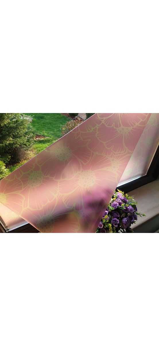 Folie geam autoadezivă Ofelia, Folina, model floral, 100 cm lăţime