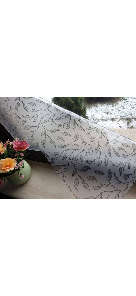 Folie geam autoadezivă Irene, Folina, model elegant, gri, 100 cm lăţime
