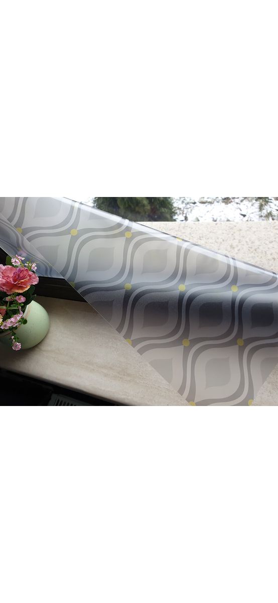 Folie geam autoadezivă Selim, Folina, model geometric, galben si gri, 100 cm lăţime