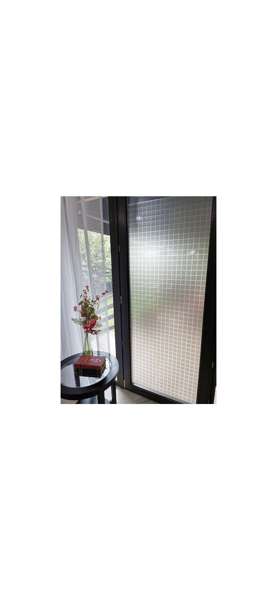 Folie geam autoadezivă, Folina Office, sablare cu pătrate gri, 90 cm lățime