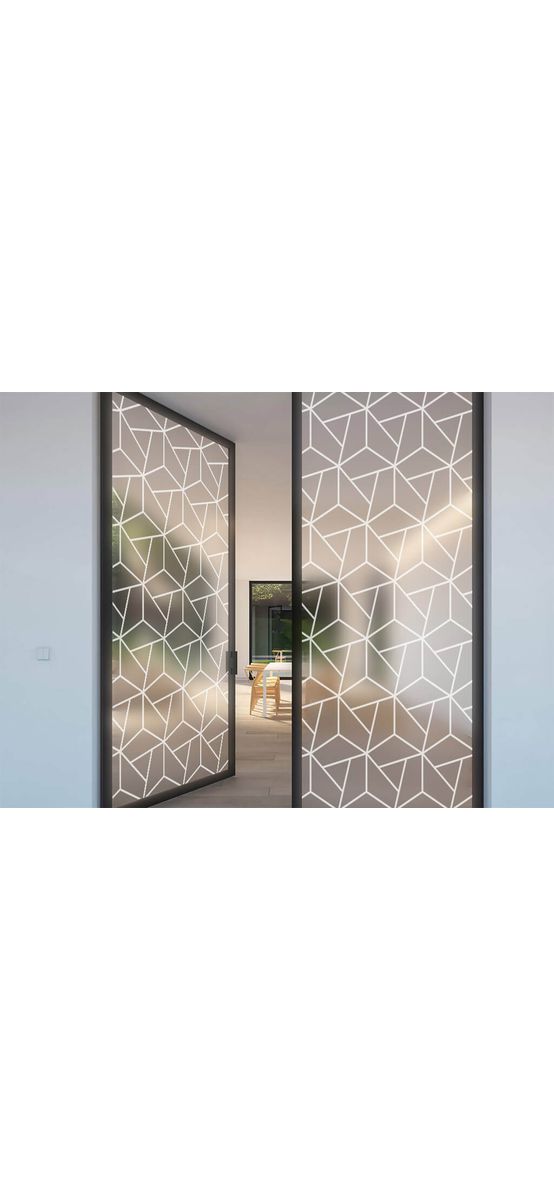 Folie sablare uşă din sticlă, Folina, imprimeu linii albe, rolă de 100x210 cm