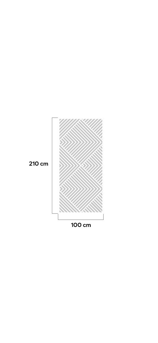 Folie sablare uşă din sticlă, Folina, model geometric cu romburi și linii albe, rolă de 100x210 cm, cu racletă aplicare şi cutter incluse