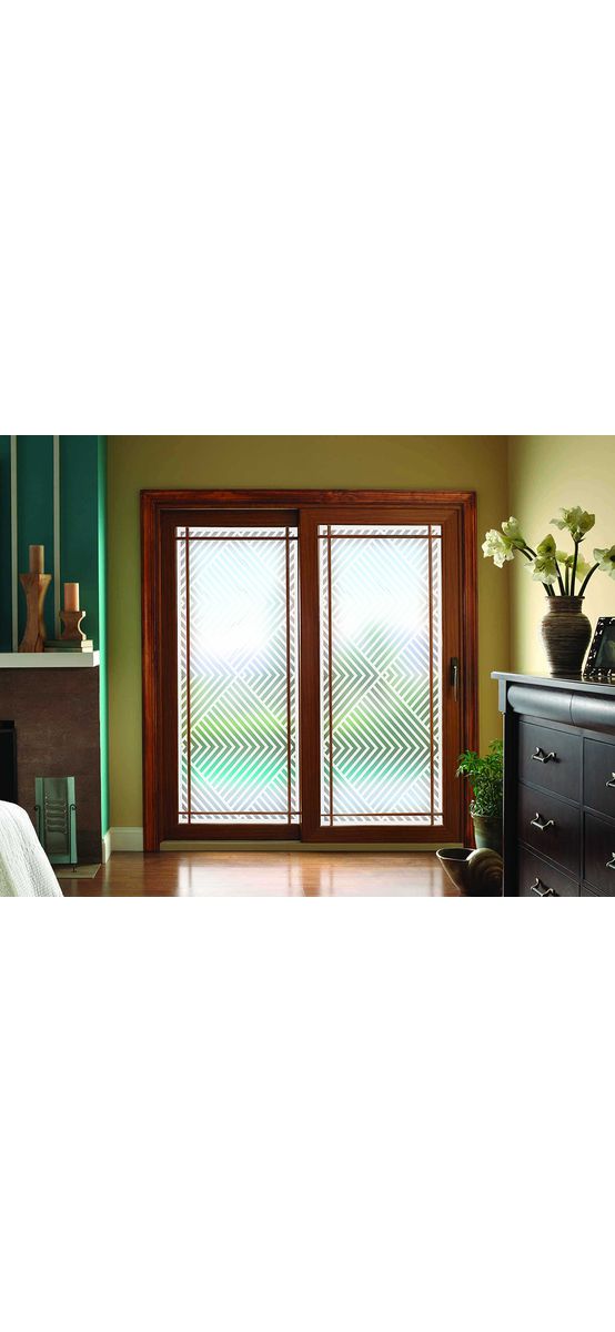 Folie sablare uşă din sticlă, Folina, model geometric cu romburi și linii albe, rolă de 100x210 cm, cu racletă aplicare şi cutter incluse