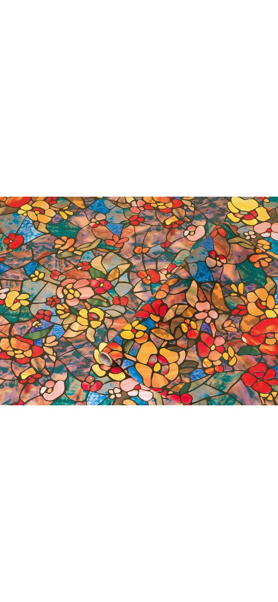 Folie geam autoadezivă Venetian Garden, d-c-fix, sablare cu model tip vitraliu multicolor, rolă de 45x200 cm