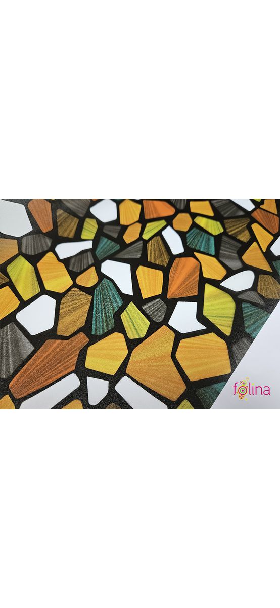 Folie geam autoadezivă, Folina 9877, sablare mozaic colorat, 90 cm lăţime