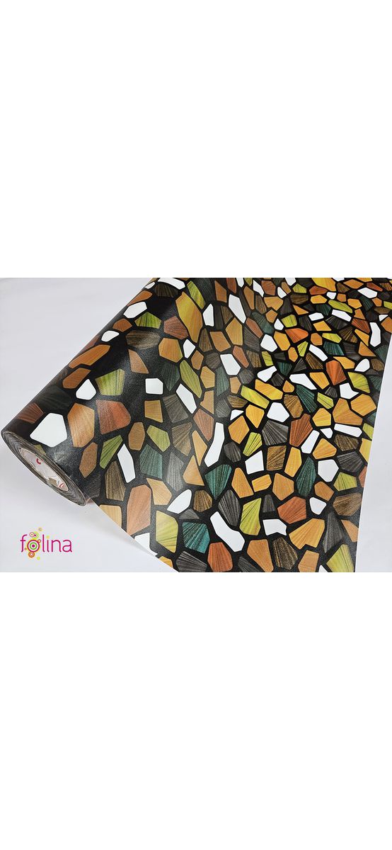Folie geam autoadezivă, Folina 9877, sablare mozaic colorat, 90 cm lăţime