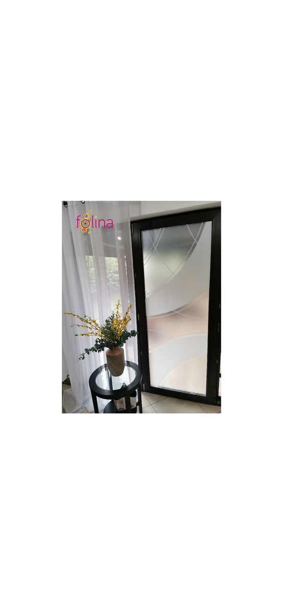 Folie sablare uşă din sticlă, Folina, imprimeu geometric alb, rolă de 100x210 cm