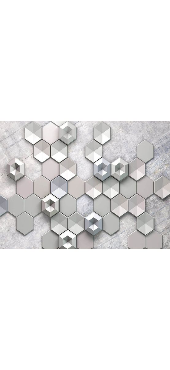 Fototapet 3D, Komar, model hexagoane metalice, Komar, gri - 400x250 cm
