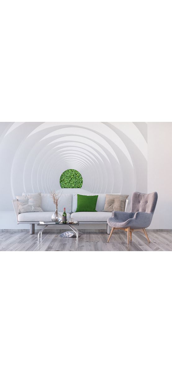 Fototapet 3D White Tunnel, AGDesign, model geometric alb, 360x270 cm