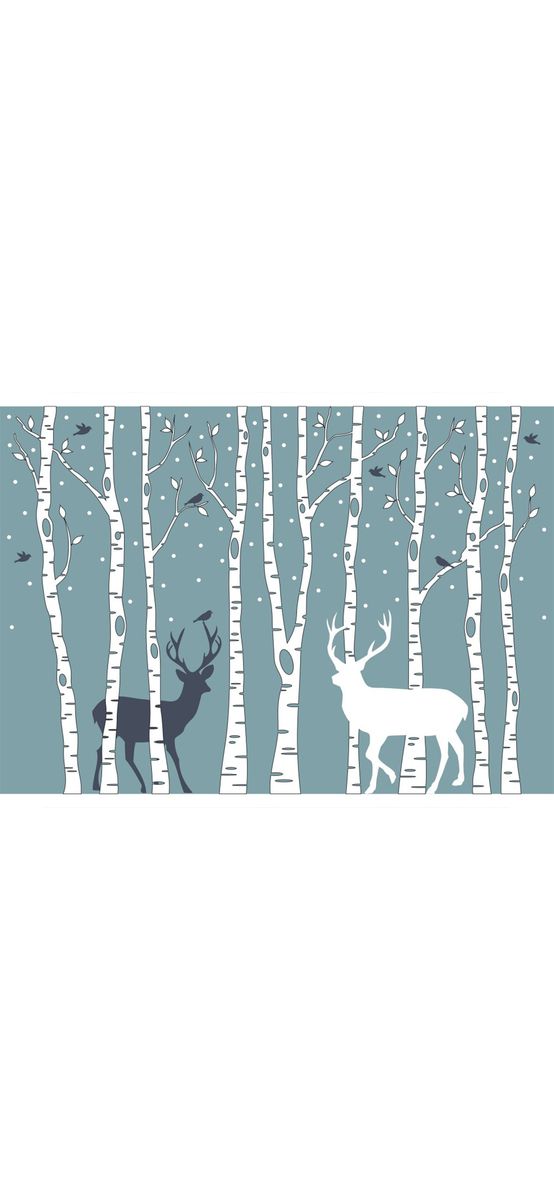 Fototapet cameră copii, Birch Tree, cerbi printre trunchiurile copacilor, 400x260 cm