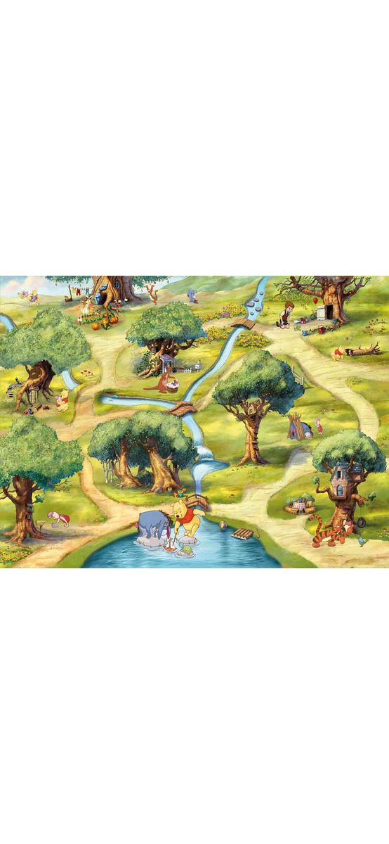 Fototapet copii Winnie the Pooh, Komar, imprimeu Pădurea de 100 acri-254x184 cm