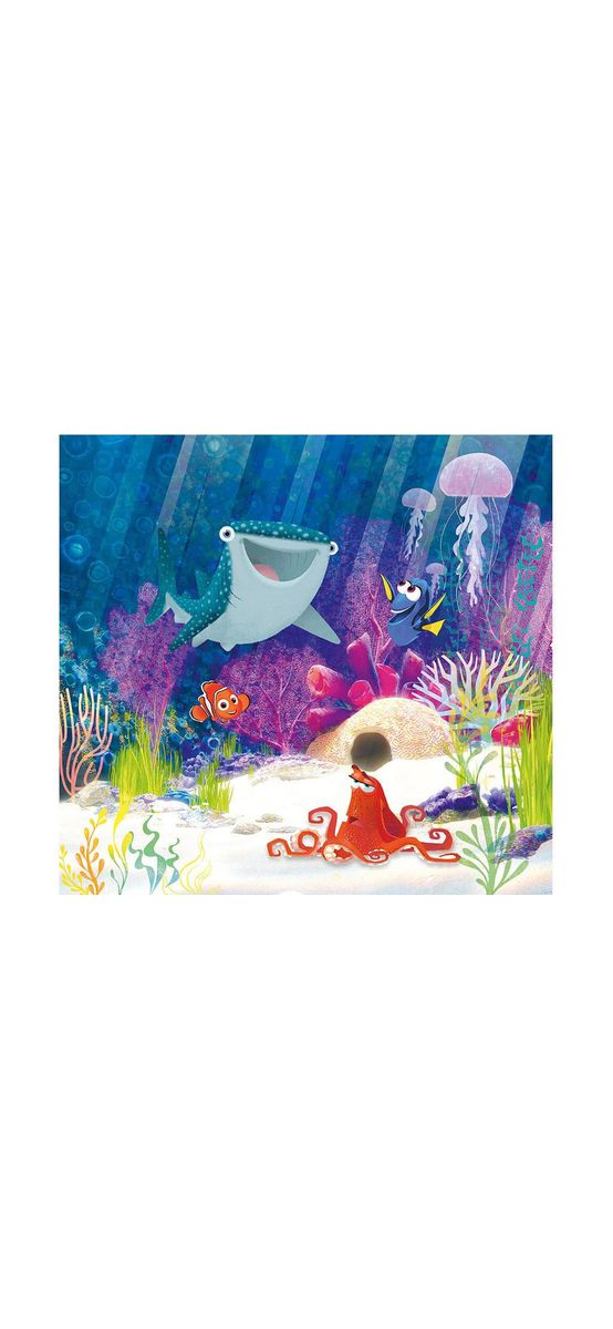Fototapet cameră copii, Komar, Dory Aqua Party, peisaj marin multicolor, 300x280 cm