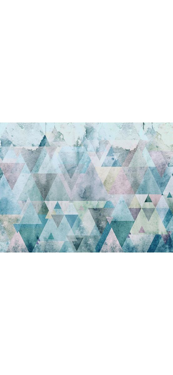 Fototapet Triangles Blue, Komar, model geometric în nuanţe de albastru, 400x250 cm