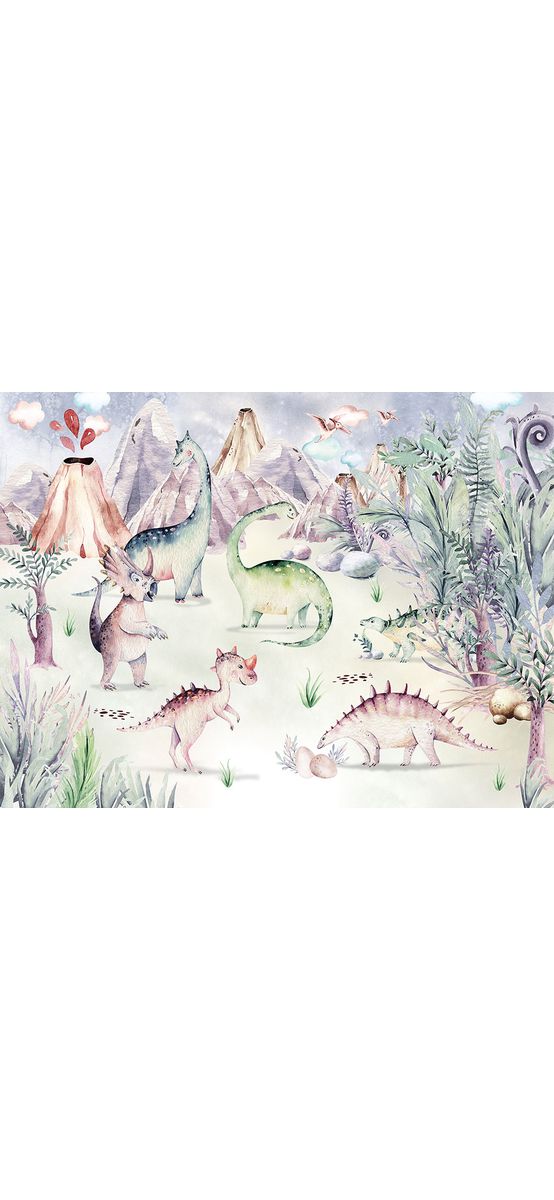 Fototapet cu dinozauri Dino Playground, Komar, pentru camera copiilor, 400x280 cm