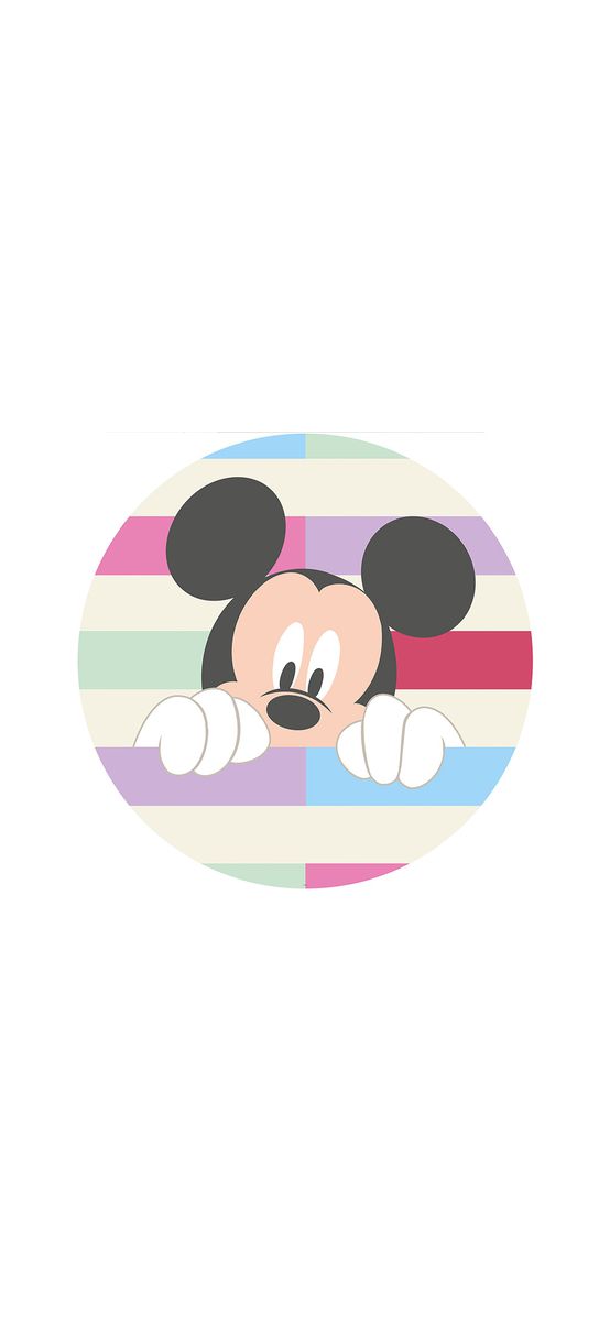 Fototapet rotund, autoadeziv, Komar Mickey Peek-a-boo, decor cameră copii, 125 cm diametru