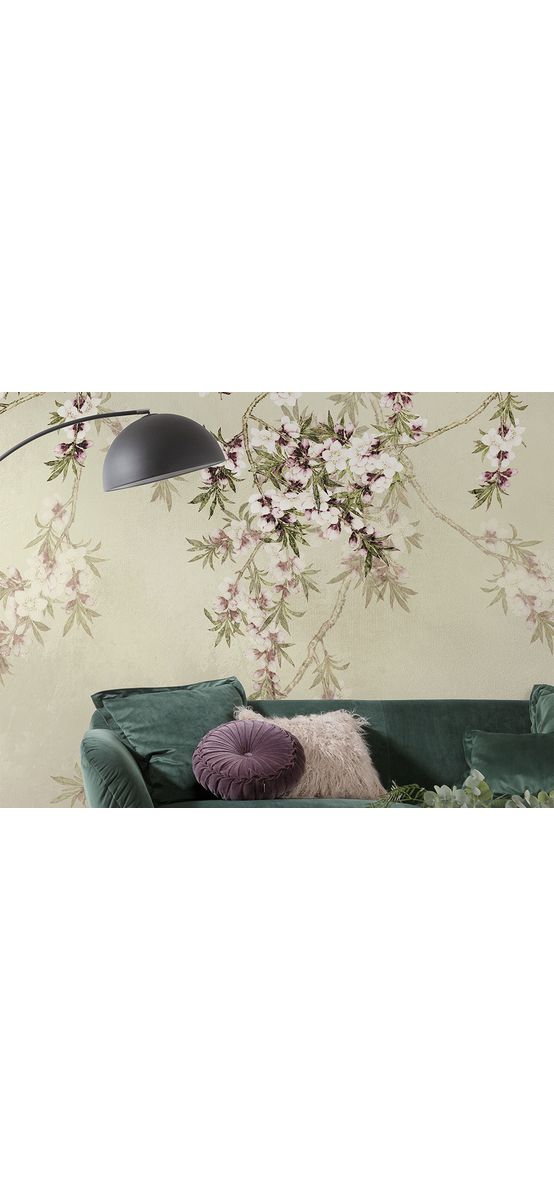 Fototapet floral Love Birds, Komar, bej, 300x250 cm