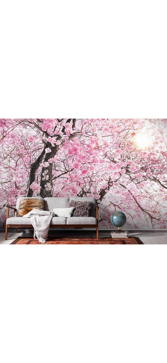 Fototapet floral Bloom, Komar, crengi înflorite roz, 400x260 cm