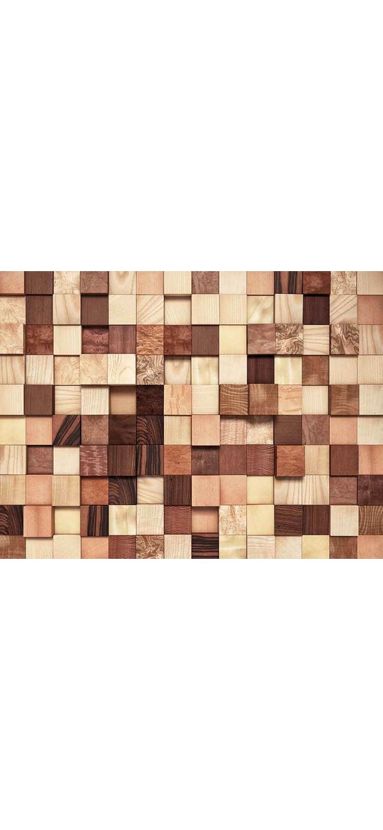 Fototapet abstract Lumbercheck, Komar, imprimeu cuburi de lemn, 368x254 cm