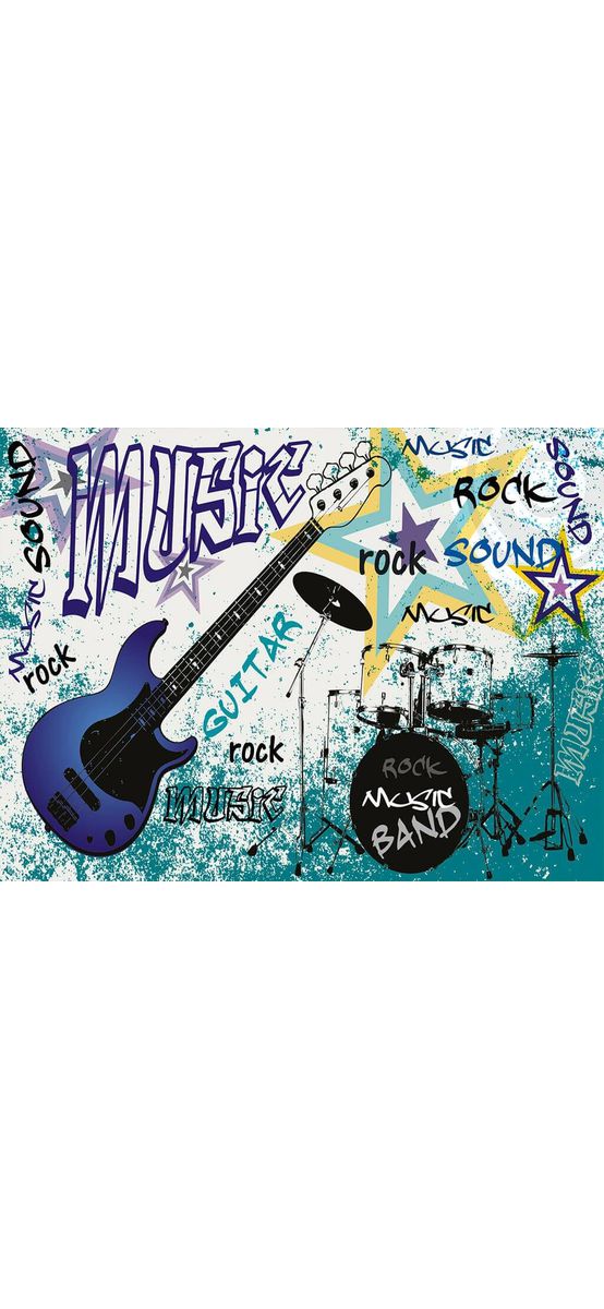 Fototapet cameră tineret Blue Guitar, Dimex, imprimeu albastru, 375x250 cm