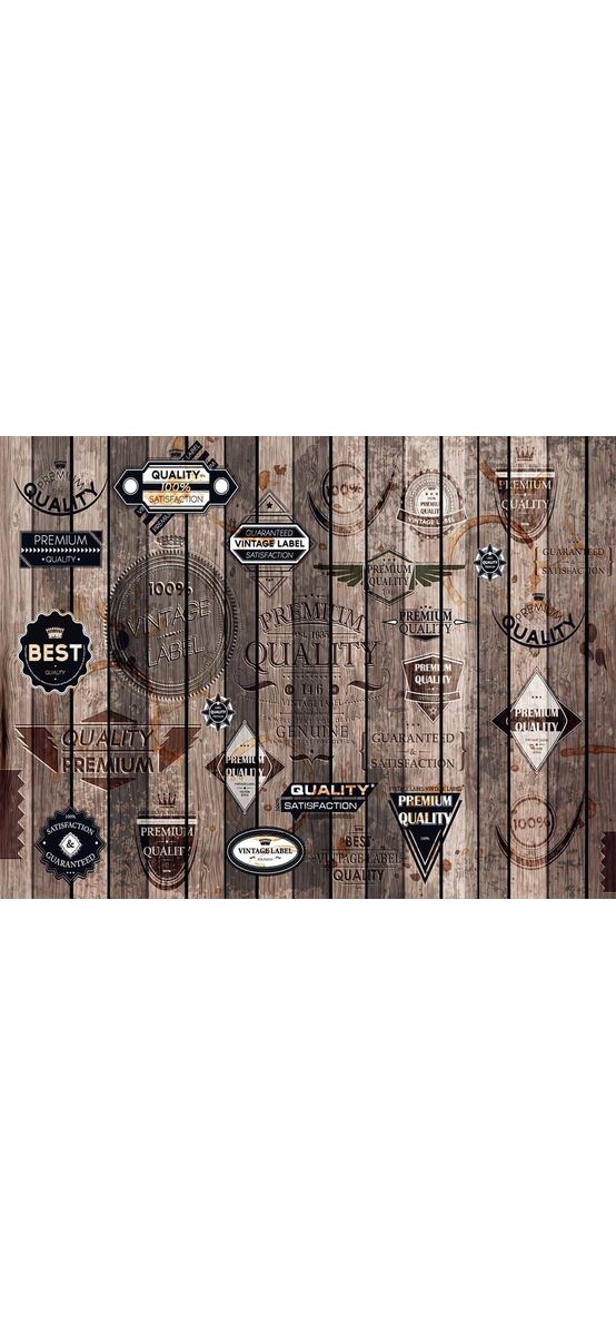 Fototapet Vintage Labels, Dimex, model lemn, 375x250 cm