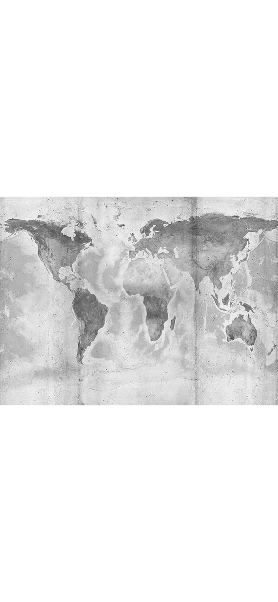 Fototapet harta lumii Concrete World, Komar, gri, 500x250 cm