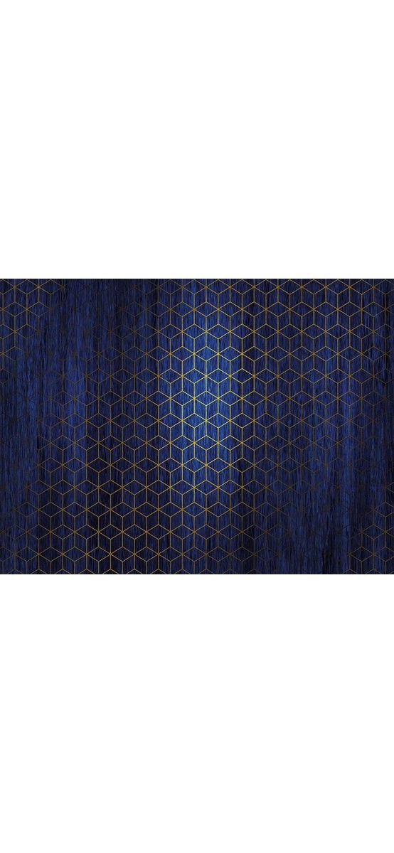Fototapet albastru Mystique Bleu, Komar, model geometric auriu, 400x280 cm