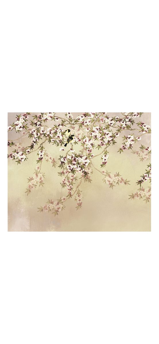 Fototapet floral Love Birds, Komar, bej, 300x250 cm