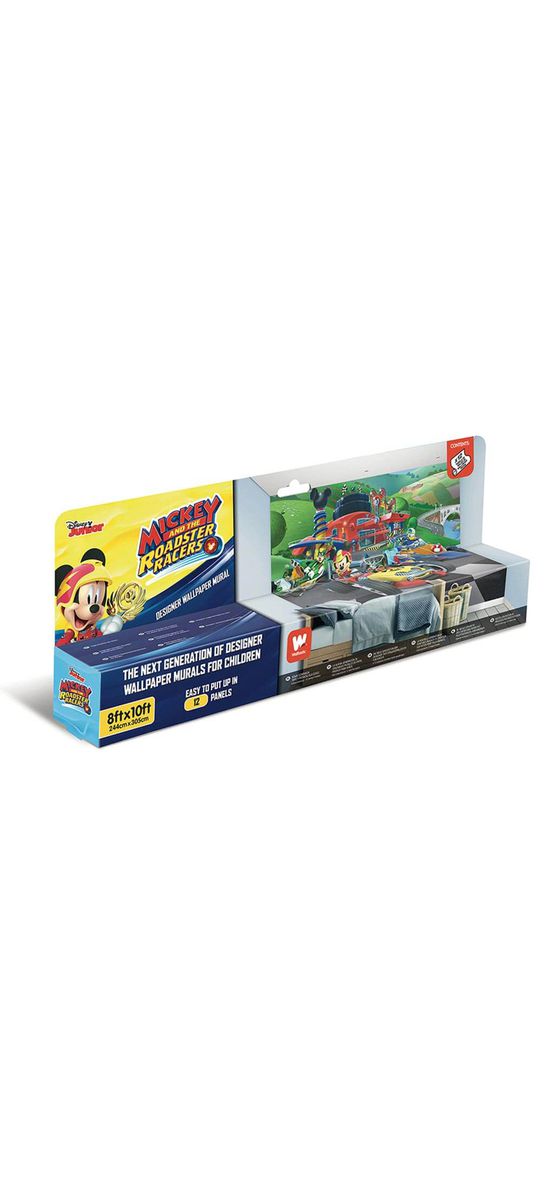 Fototapet Mickey şi piloţii de curse Roadster Racers, Walltastic, decorațiune multicoloră, dimensiune fototapet 305x244 cm
