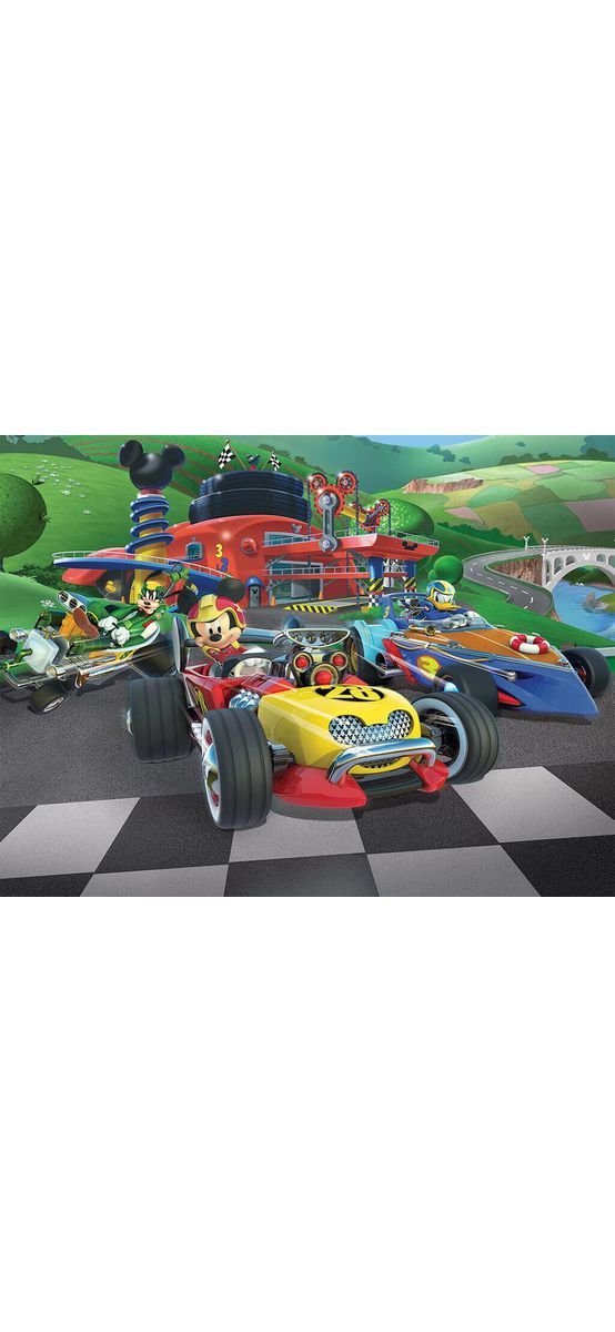 Fototapet Mickey şi piloţii de curse Roadster Racers, Walltastic, decorațiune multicoloră, dimensiune fototapet 305x244 cm