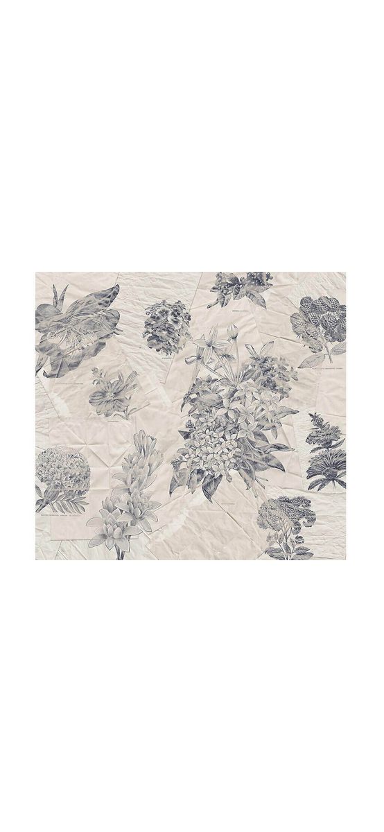 Fototapet Botanical Paper, Komar, model floral stilizat, gri, 300x280 cm
